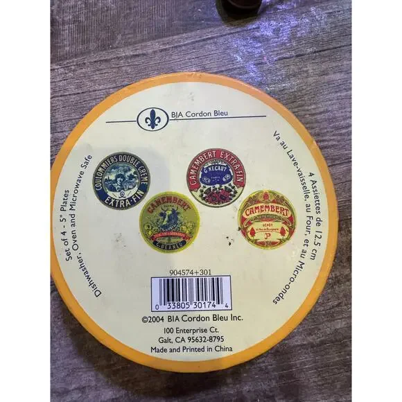 Set of 4 Camembert Extra-Fin G Mecaut Paris Cheese Label Plates 2004 - Picture 2 of 6